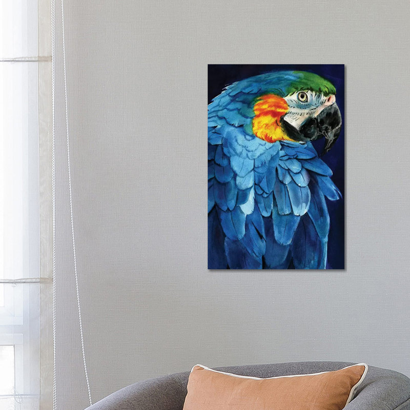 Blue Macaw by Rachel Parker - Wrapped Canvas Gallery-Wrapped Canvas Giclée, 66.04 cm H x 45.72 cm W x 3.175 cm D