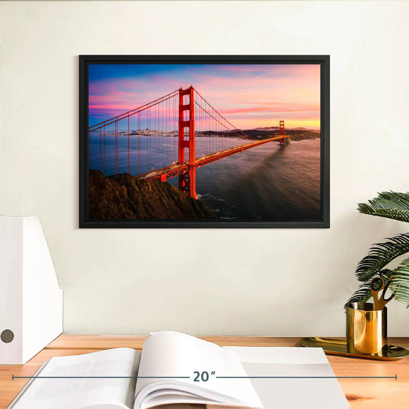 Golden Gate, Cadre flottant noir, 13 po x 9 po