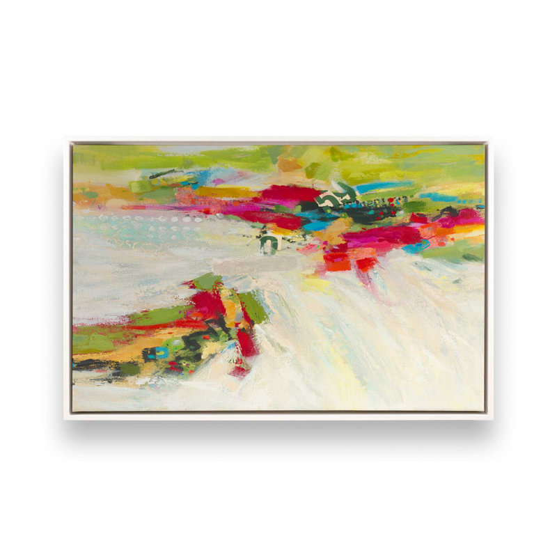 Vue d'ensemble, reproduction d'art sur toile par Janic Janet, «Floater», reproduction encadrée sans passe-par, Blanc