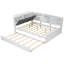 Lit en bois avec lit gigogne, tablettes et tête de lit blanche - Solution de rangement pour lit gigogne pleine grandeur-116739019-116739020