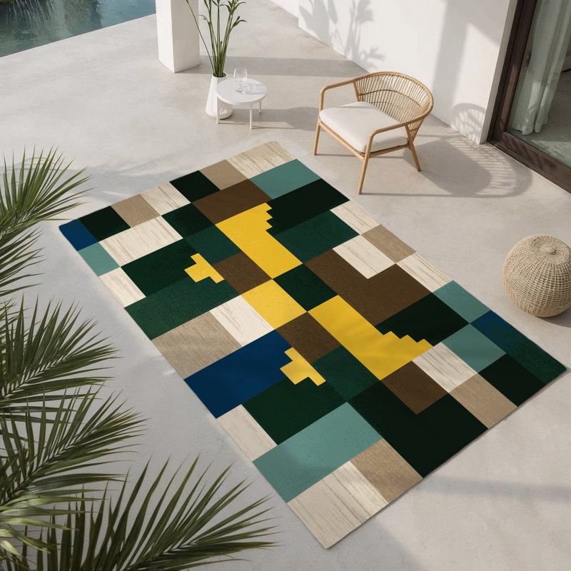 Angular Earth Indoor And Outdoor Area Rug, Rectangle 4' x 6'