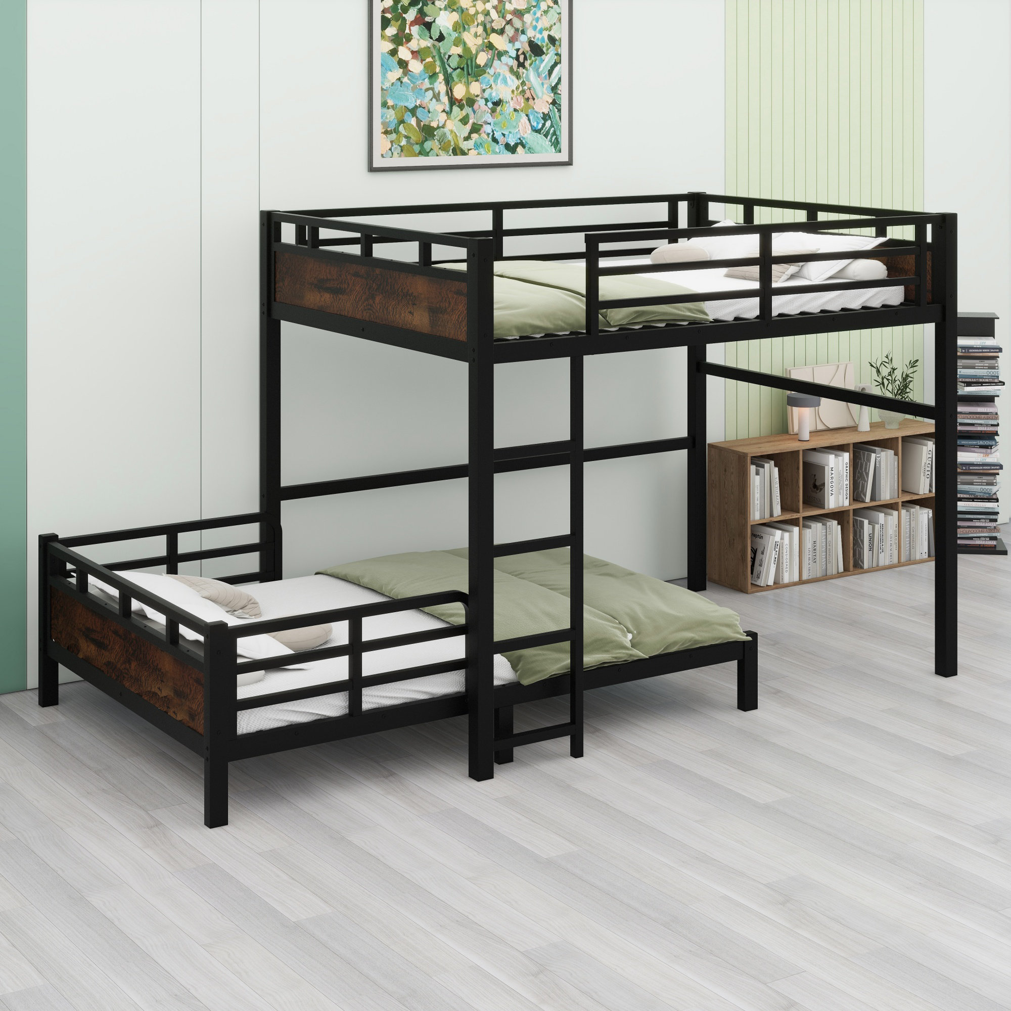 Harriet Bee Metal Separable Bunk Beds With Raised Security Fence