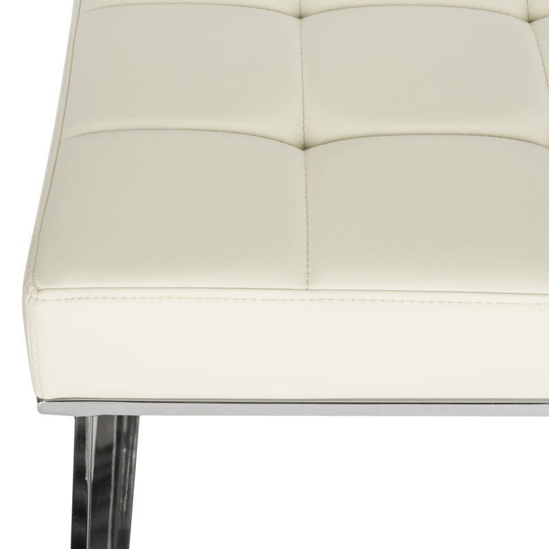 Repose-pieds standard capitonné de 25,2 po Boldberg, Similicuir crème