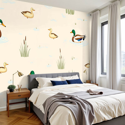 Papier peint adhésif auto-adhésif Mallards Ducks Ducklings Pond