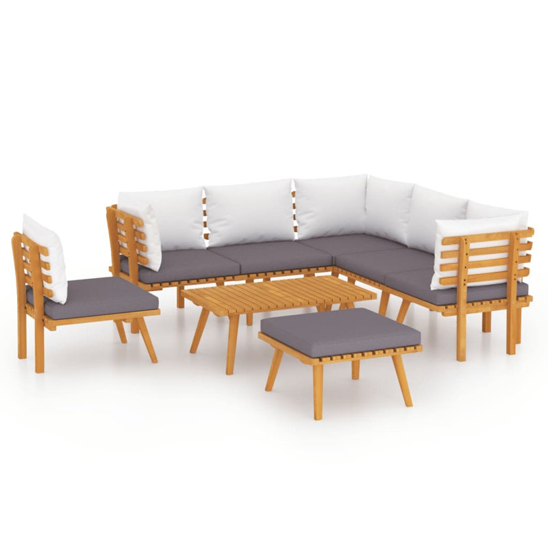 Ensemble de salon de jardin extérieur gris foncé et blanc