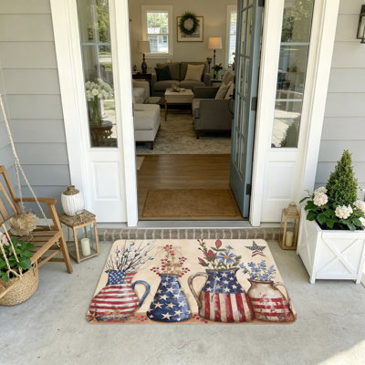 Tapis d'entrée rétro à motif de bocaux patriotiques rétro du 4 juillet 20 po x 32 po