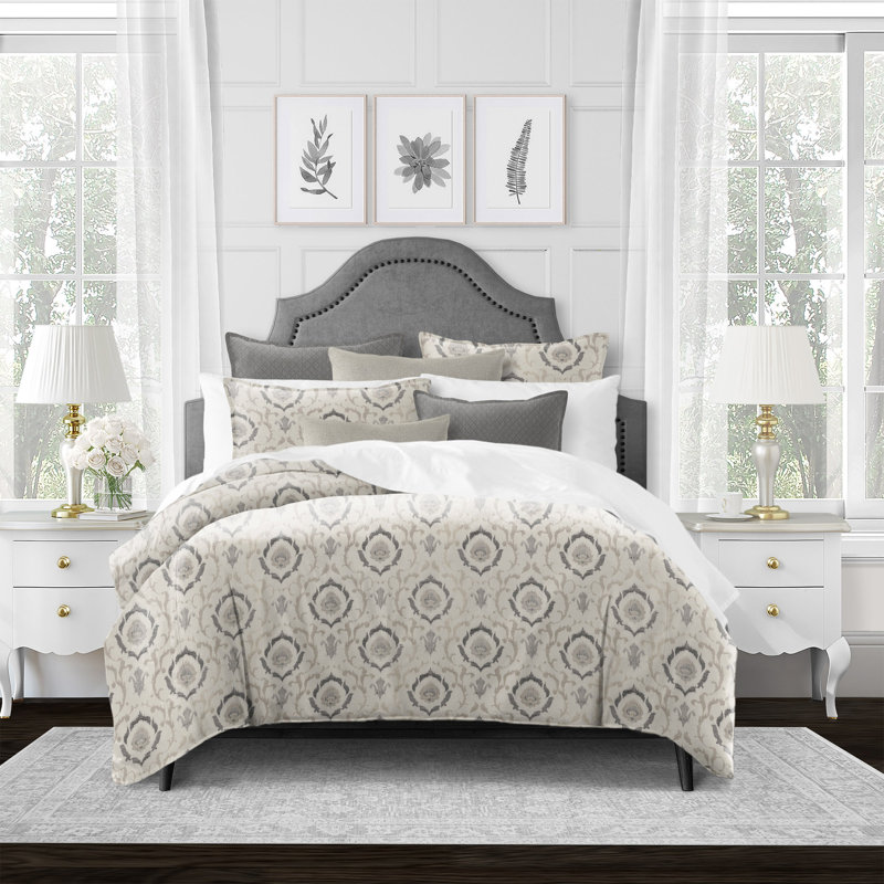 Ensemble de housse de couette en microfibre, Housse de couette simple + 6 pièces supplémentai, gris
