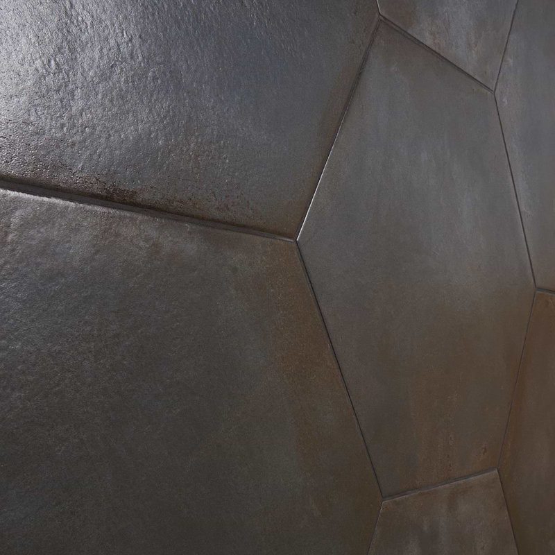 Angela Harris Flatiron 20" Large Hexagon Matte Porcelain Tile, Black