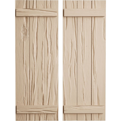 Rustic Three Board Joined Board-n-Batten Faux Wood Shutters (Per Pair)