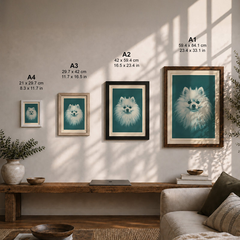 Pomeranian Portrait Minimalist - Framed Print, Unframed, A1 - 84.1 x 59.4 cm