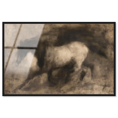 Art en verre acrylique encadré cheval noir foncé, Art d'animaux de ferme par Art Remedy, cadre noir, 15 x 10