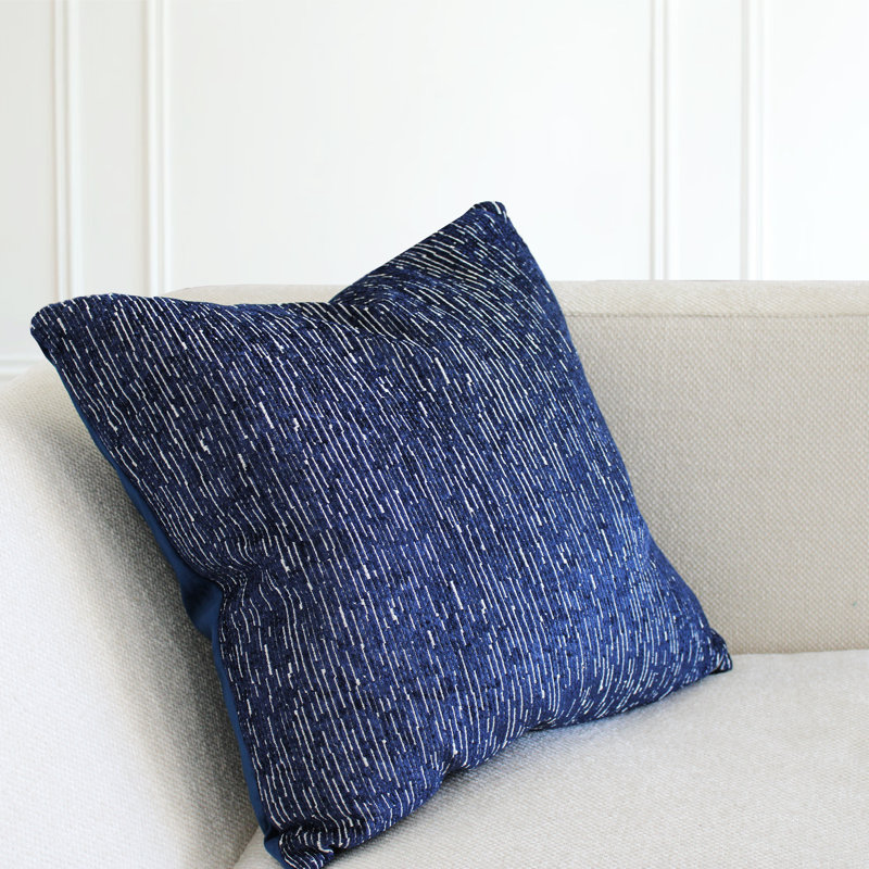Striped Feather Throw Pillow, Navy