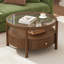 Table basse ronde en bois massif avec plateau de rangement en verre massif, table de centre circulaire moderne Mid-Century à 2 niveaux, table basse en bois de noyer pour le salon