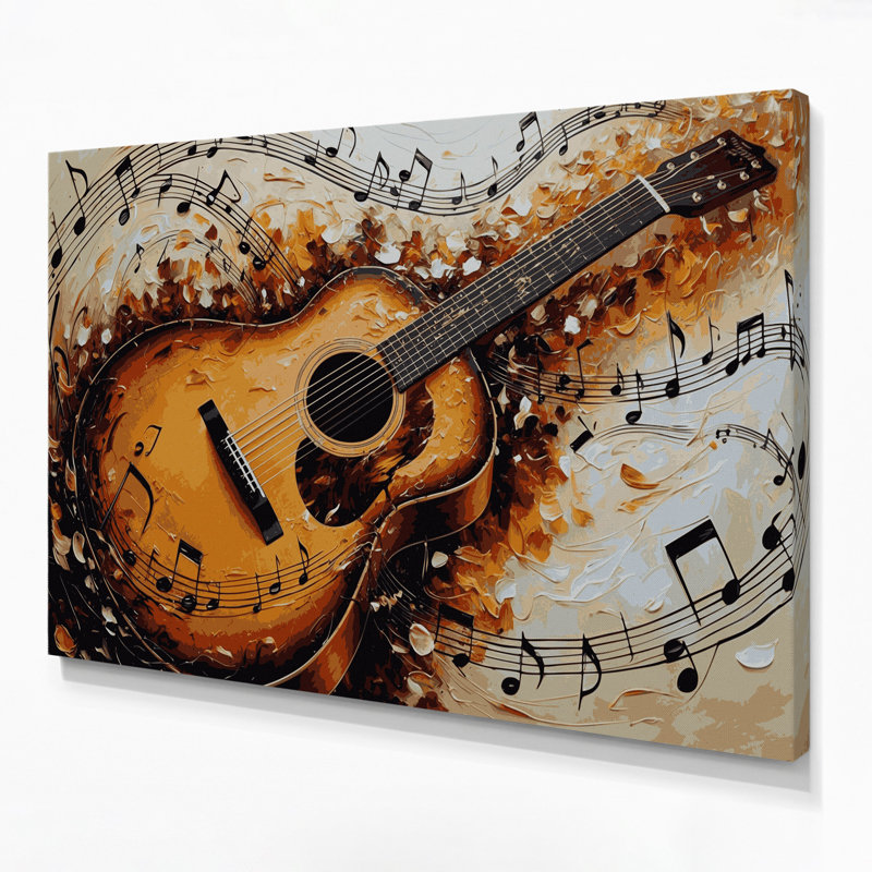 Art musical sur toile beige, H 11 po x l 14 po