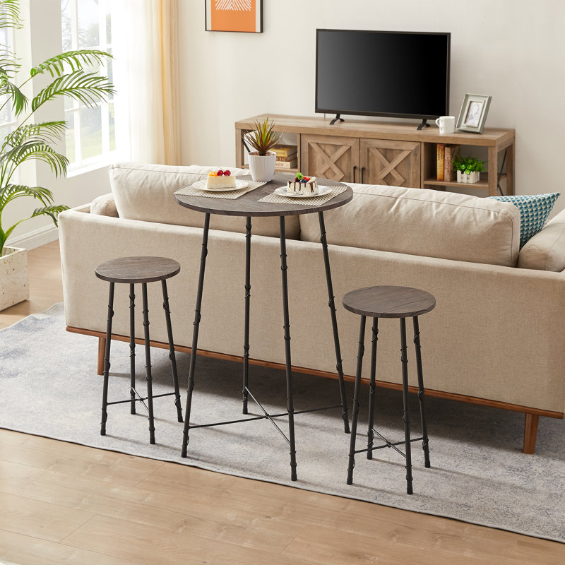 Fenwick 2 - Person Counter Height Dining Table Set Bar Table Set 3-Piece Round Bistro Set, Coffee