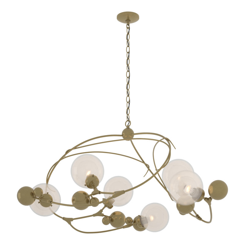 Sprig 6 - Light Unique Geometric Chandelier, Opaline, Modern Brass