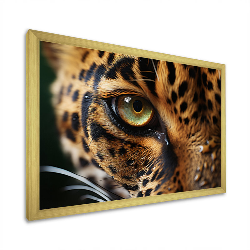 Reproduction sur toile d'un léopard sur la faune, H 16 po x l 32 po x P 1 po, Encadrement doré