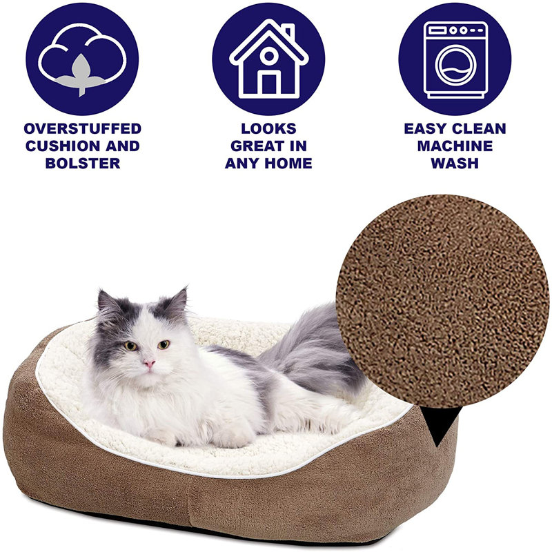 Quiet Time MidWest Homes for Pets Cuddle Bed, Small (22" W x 19.5" D x 7" H), Taupe