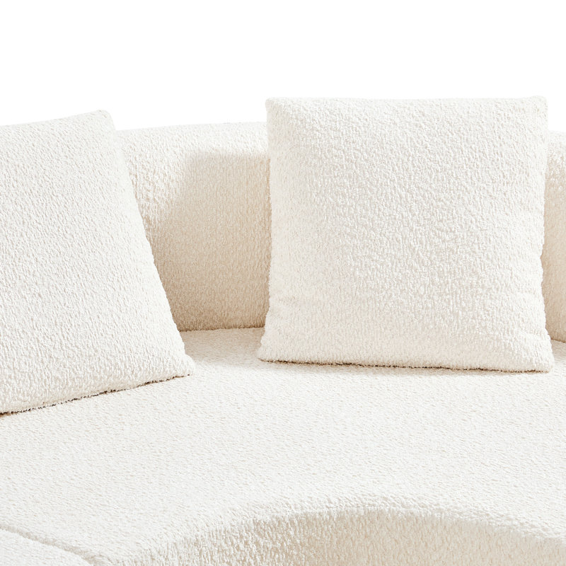 Canapé modulaire incurvé moderne en forme de L avec éponge entièrement compressée haute densité, L 110,02 po, Polyester blanc