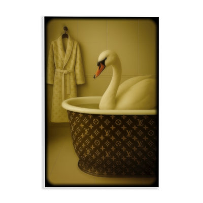 Plaque murale «Swan in Luxury Tub» Couture par Grotto Studios