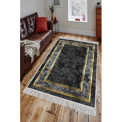 Luxurious Velvet Area Rug, 5.9 x 9.2 Feet | 100% Velvet Fabric, 100% Cotton Sole, 0.4 in Pile Height | Antibacterial, Non-Slip, Machine Washable | Elegant 3D Digital Print for Living Room & Bedroom Decor