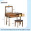 Ensemble coiffeuse 43,3 "en bois avec miroir rabattable et tabouret, coiffeuse avec trois tiroirs et espace de rangement -1870193224