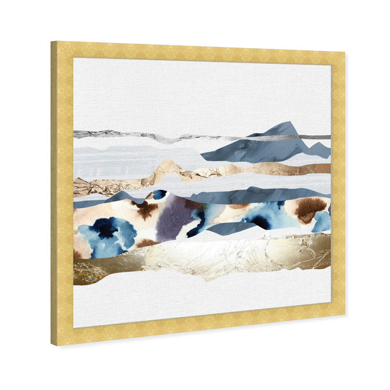 «White Gold Abstract Collage», reproduction d'art moderne encadrée pour chambre, Or, L 26 po x H 26 po