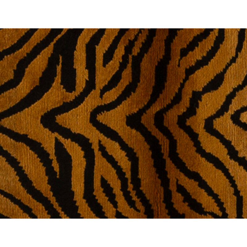Tapis chameau et noir noué à la main de haute qualité