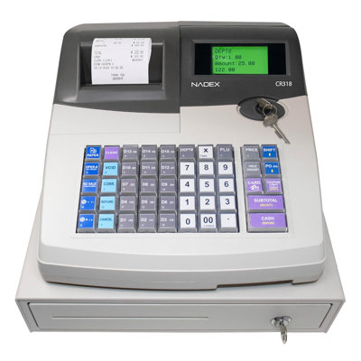 Nadex CR318 POS Electronic Cash Register With Steel Drawer, Thermal Printer & Multi-Clerk Support