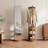 Solid Wood Full Length Mirror | Multifunctional Entryway Organizer with Rack & Hooks | Optional Rotating Base & Casters-1021739321-1030204705-1030011166