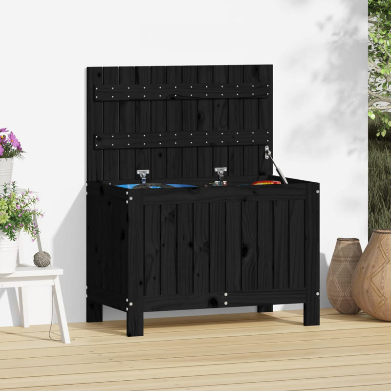 Marlow Home Co. Amagon 76cm W Pine Solid Wood Deck Box, Black