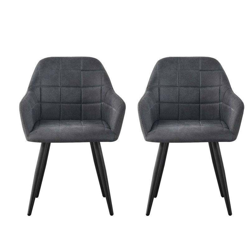 Aliauna 47cm H Upholstered Metal Armchair, Dark Grey