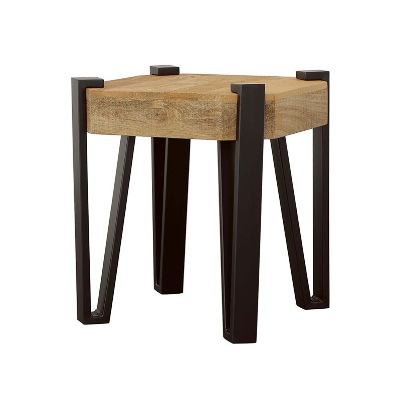Natural and Matte Black Rectangular End Table