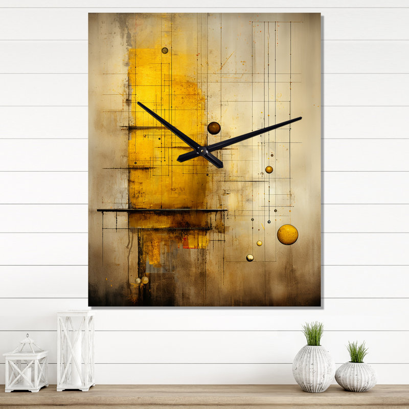 Enchanted Destruction Vintage Illustration II - horloge murale rétro géométrique moderne, H 32 po x l 24 po x P 1 po