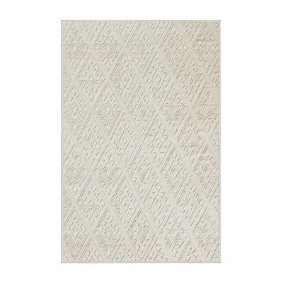 Tapis ivoire à motif géométrique Pétrolia