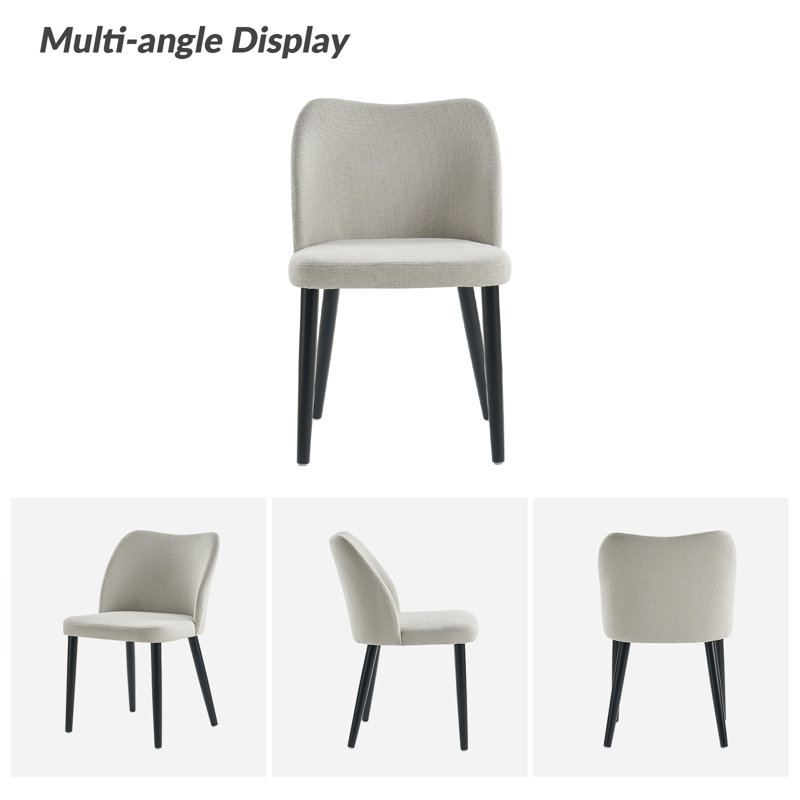 Odon Mid-Century Modern Dining Chair With Solid Wooden Legs Set Of 2, Grey