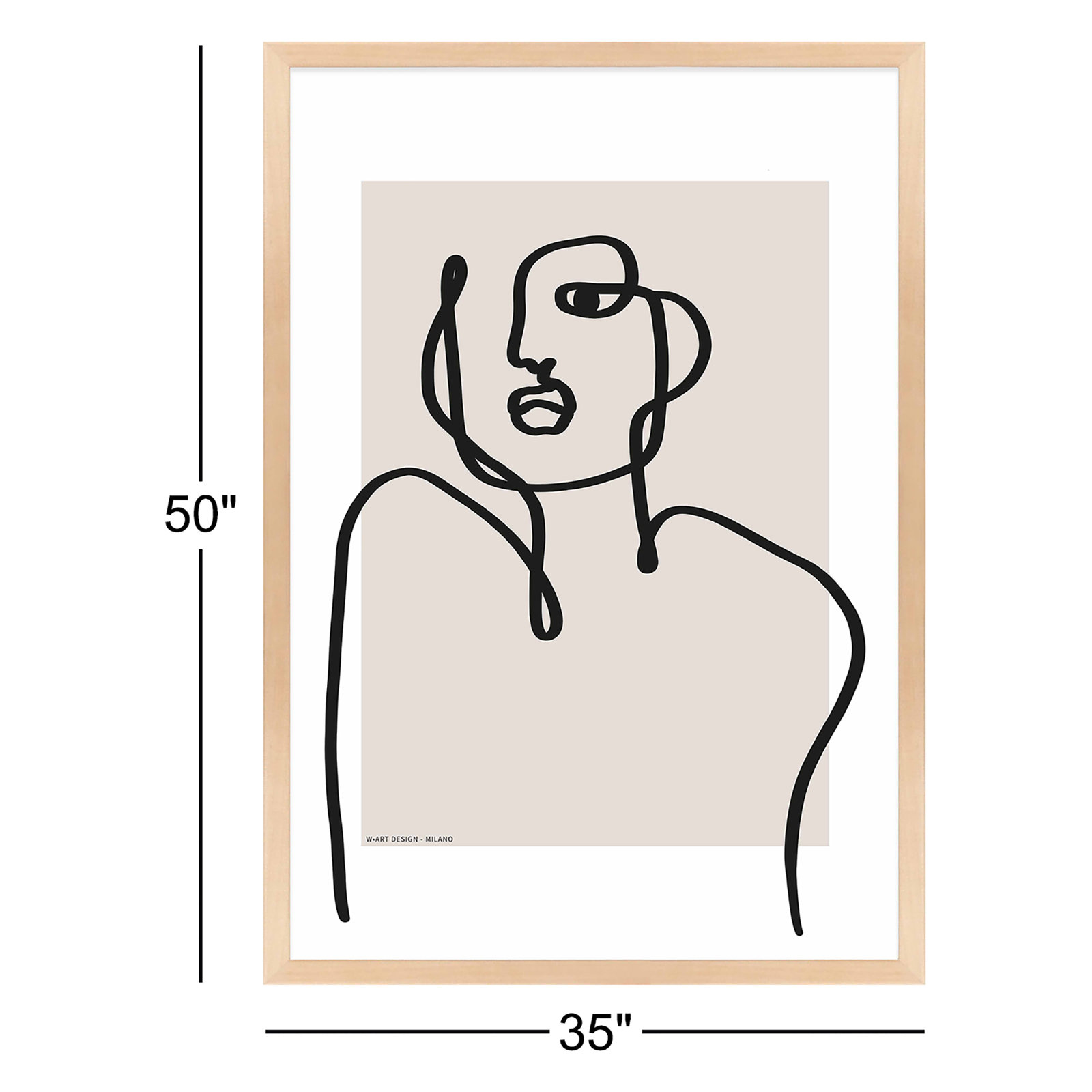 Romina Gadler "Figure and Form 1" Print, Maple Framed Paper, 50" H x 35" W x 1.25" D