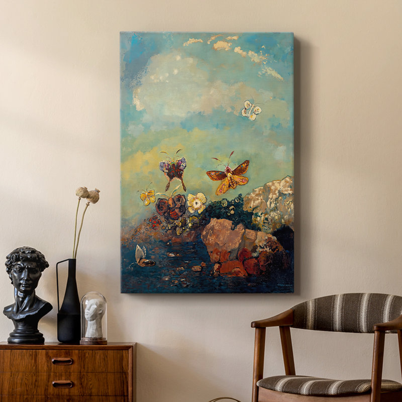 Papillons sur toile tendue par Odilon Redon, 24 po x 36 po