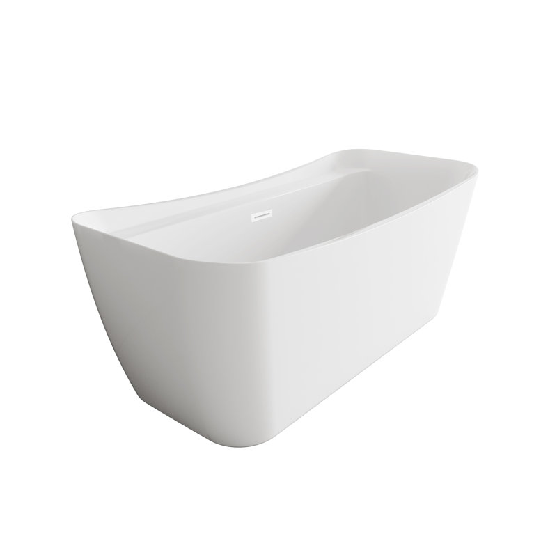 Dezra 66.94'' x 30.75'' Soaking Bathtub, Polished White