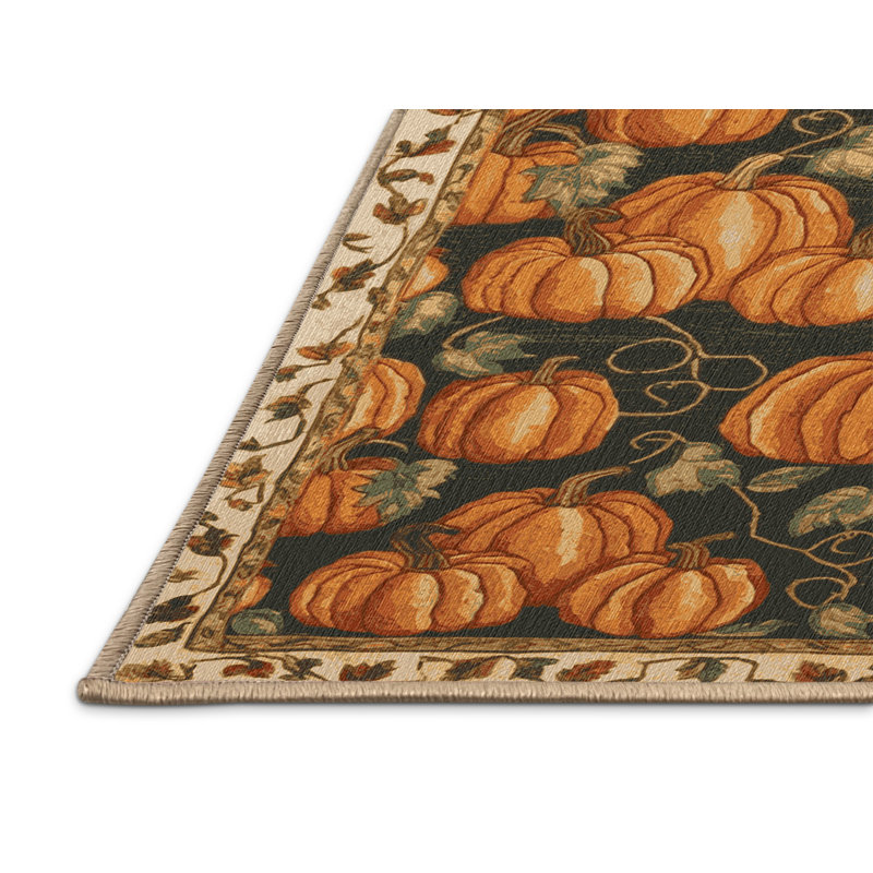  Tapis lavable à la citrouille, Rond 8 pi