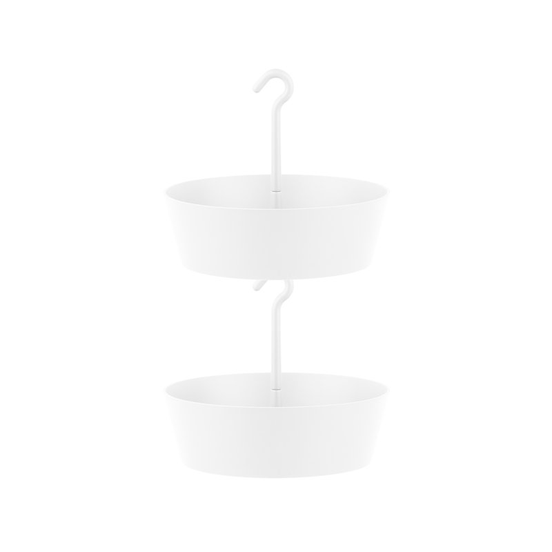 White Double Tiered Plastic Hanging Planter, 10 Inches