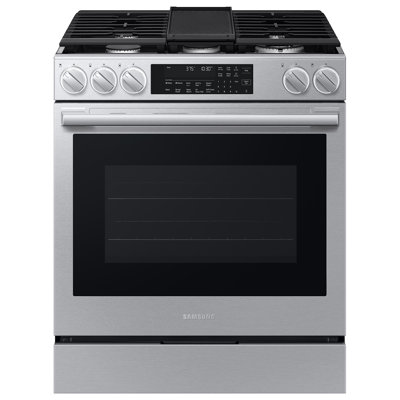Samsung Bespoke Smart Slide-In Dual Fuel Range with Illuminated Precision
Knobs, No Preheat Air Fry Max and True Convection