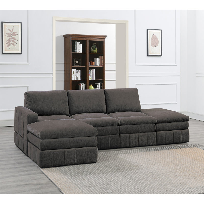 Ensemble de canapé modulaire en L 5 pièces Contemporary