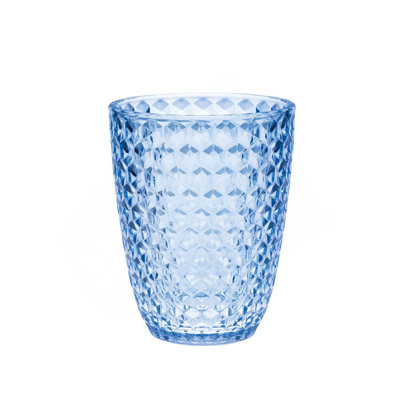 Diamond Cut Acrylic Glasses Drinking Set Of 4 (12Oz), Plastic Drinking Glasses, BPA Free Cocktail Glasses, Drinkware Set, Drinking Water Glasses