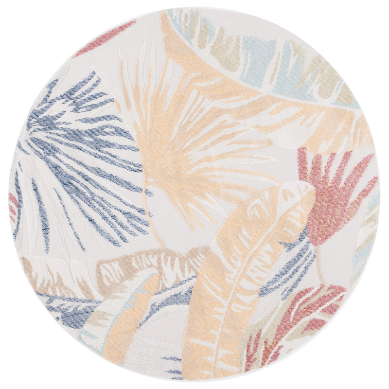 Fieldway Sarasota Performance Floral Indoor/Outdoor Area Rug, Round 6'7"