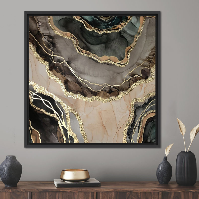 Print on Canvas, 20 cm H x 20 cm W, Black Floater Framed