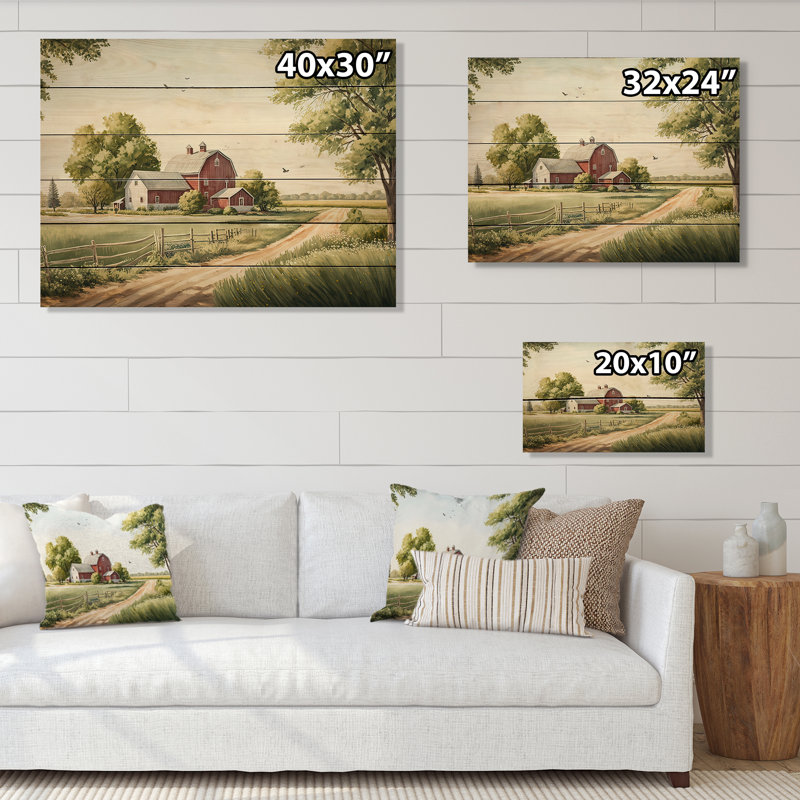 Belle grange de Montpelier au printemps VII - impression sur bois sans cadre, H 24 po x l 32 po x P 1 po