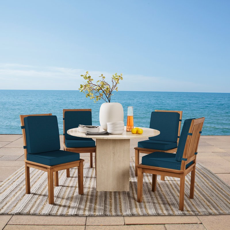ARDEN Foam Outdoor Double Welted Dining Chair Cushion, 20 x 20, made with ProFoam, Classic Navy