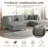 Seemab 5 - Piece Upholstered Light Gray Corduroy Modular Sectional with Pillow Back and Removable Ottoman-1357576003-1348314284