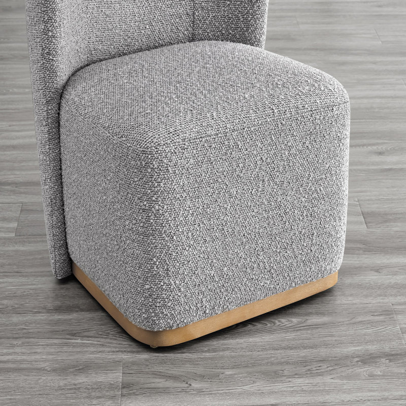 Geelt Upholstered Wingback Dining Chairs with Casters, Gray Performance Boucle